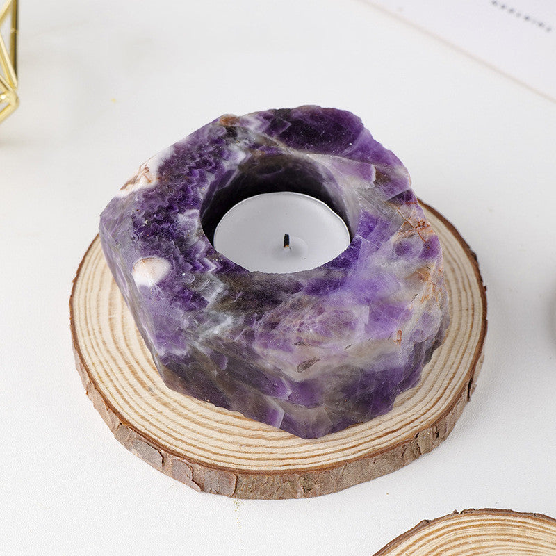 White crystal powder lamp candlestick for aromatherapy, featuring natural crystal ornaments and elegant 香薰 design by RenFan