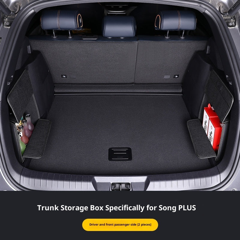 Aiqi leather car multifunction storage box with compartments for organized vehicle storage, shown in a car interior.