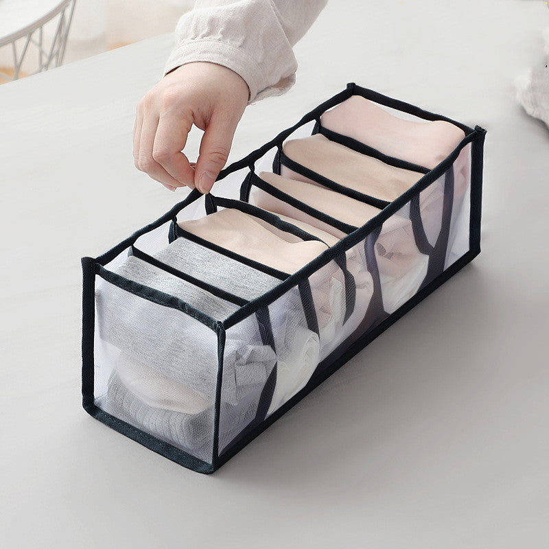Foldable mesh storage box by Aiqi, a home organization bin with breathable mesh sides for versatile storage.