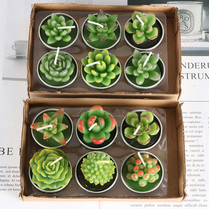 RenFan simulated succulent candle for aromatherapy, featuring a realistic plant design and soothing scented aroma.