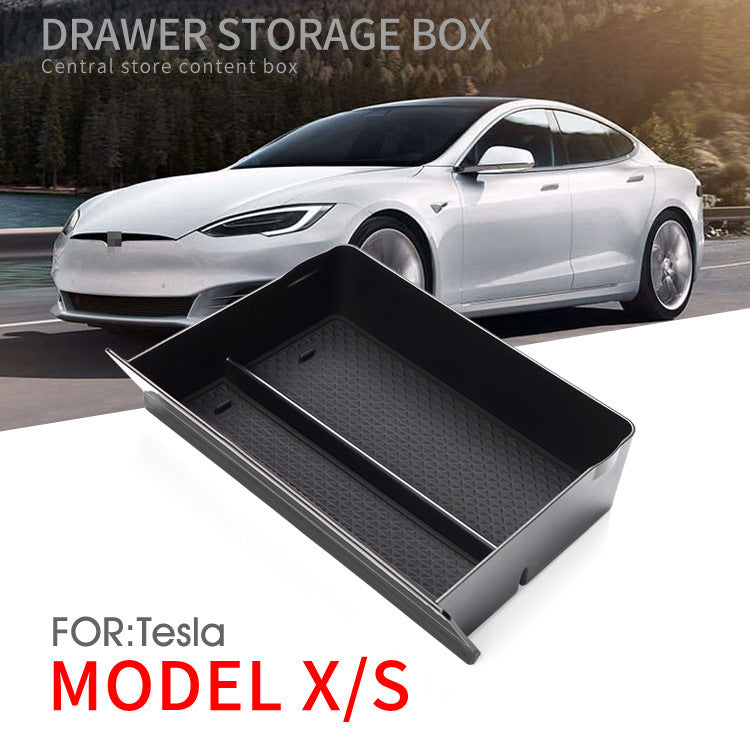 Jingqian car central storage grid drawer box with organized compartments for vehicle storage and convenience.