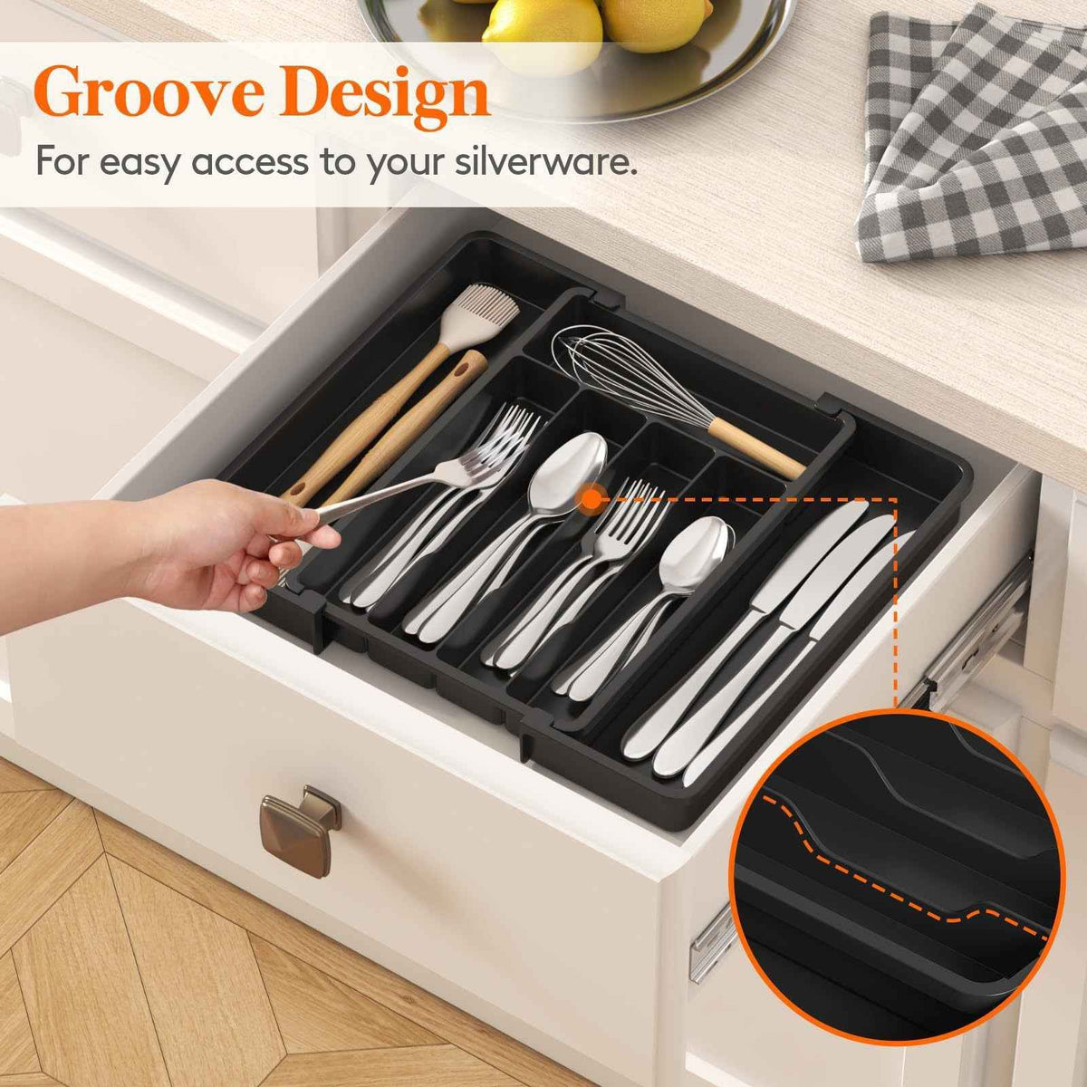 Expandable Kitchen Drawer Organizer for Utensils