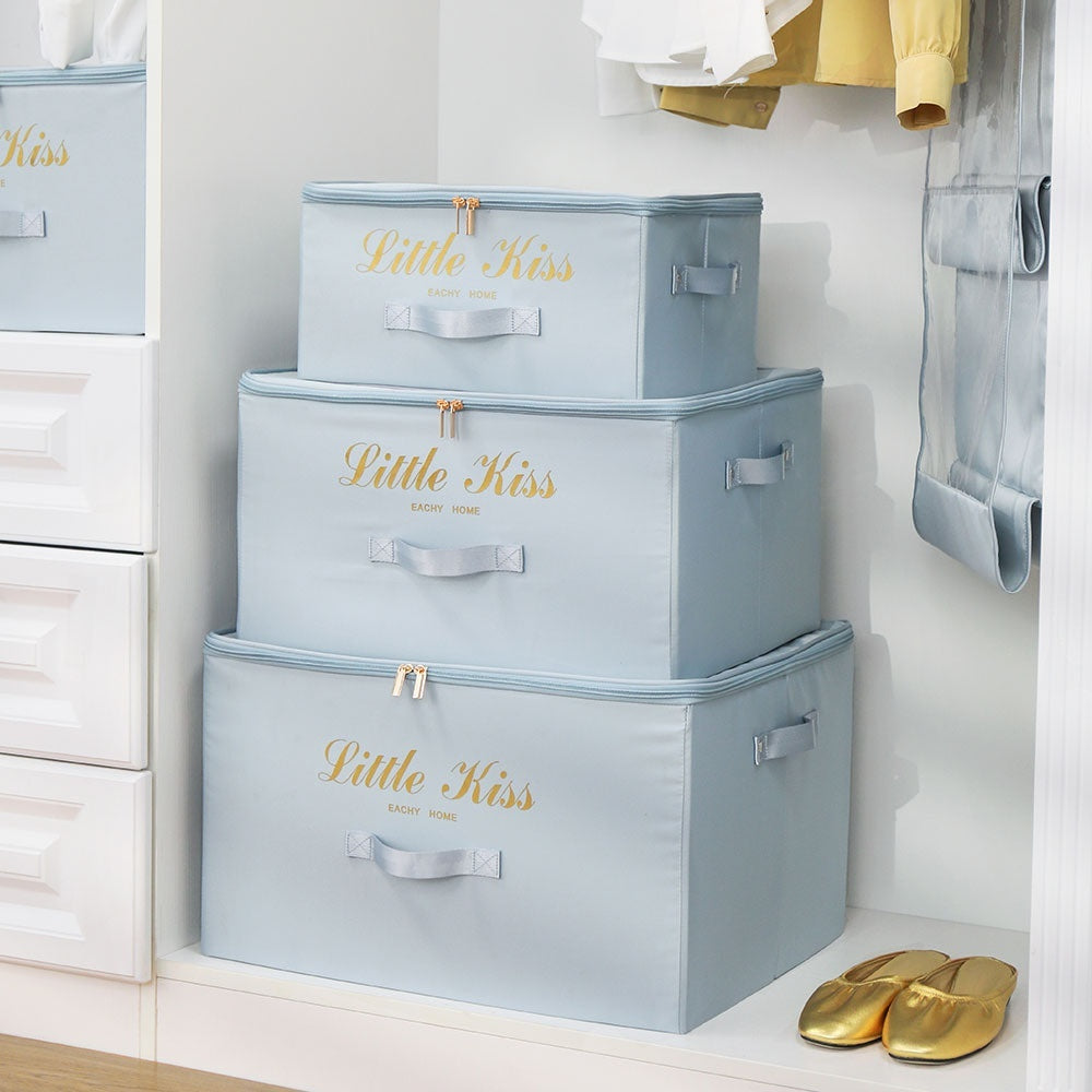 Aiqi foldable household fabric wardrobe clothes storage box with handles for organizing clothes and accessories.