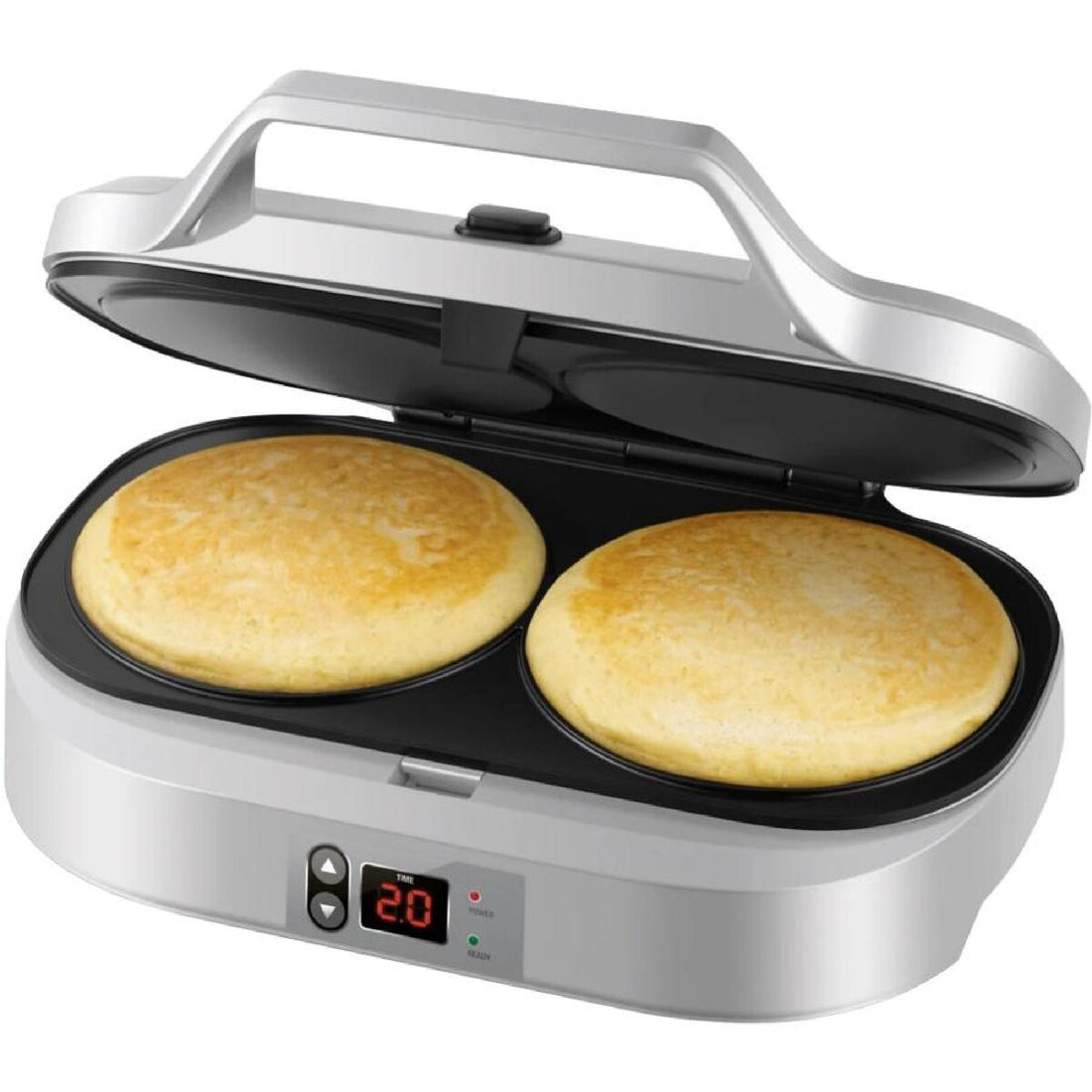 Mini pancake and egg maker for quick breakfasts and small kitchens.